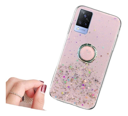 Funda Para Vivo V21 Silicone Brillante Brillo Estrella