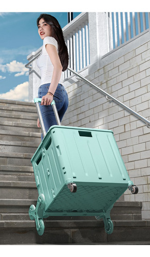 Carrito De Compras Plegable Ruedas Resistente 38 X 33 Cm Color Gris