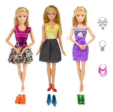 Set Ropa Barbie 3 Conjuntos Distintos Sets