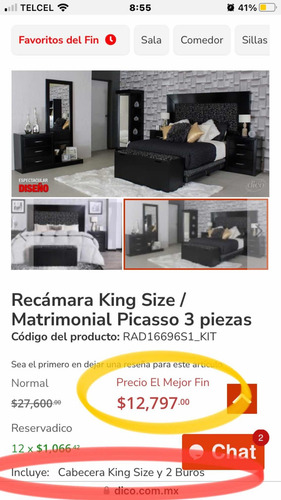 Recámara King Size Picasso - Color Negro (Usado)