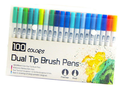 100 Bolígrafos De Doble Punta, Colores Brillantes Para