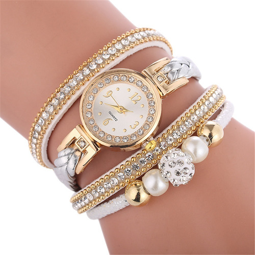 Reloj Strass Piedras Brillos Trenzado Perlas Goma Eva