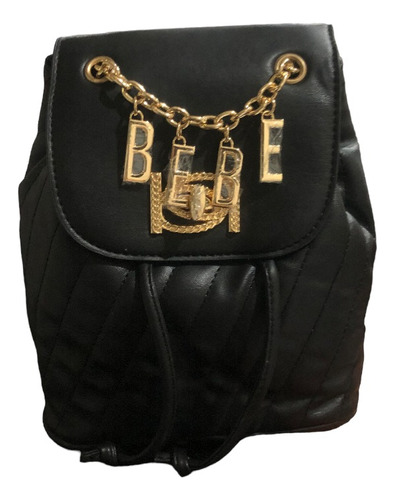 Bolsa Mujer Marca Bebe Modelo Wyatt Sm Backpack Acabado de los herrajes Metal Dorado Color Black Color de la correa de hombro Color de la Bolsa