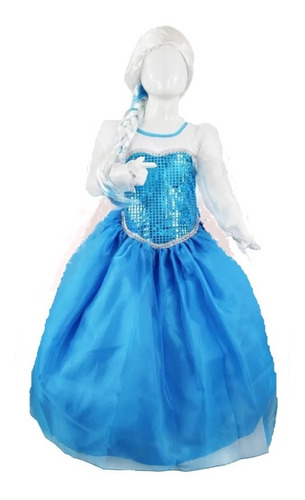 Imagen 3 de 6 de Vestido De Frozen , Talle S,m Y L,+ Trenza, Cetro Y Corona