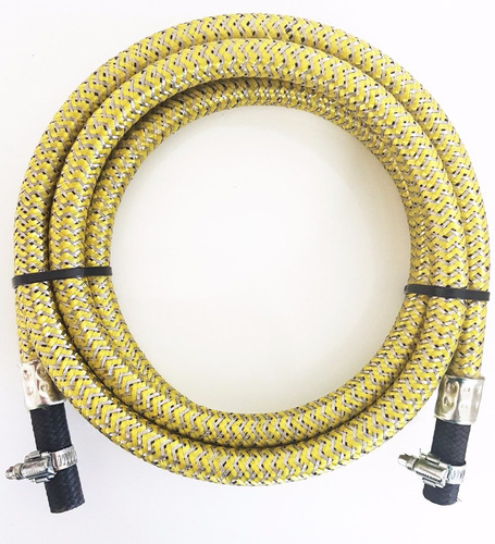 Imagem 1 de 3 de Mangueira Gas 10 Mts Multicombustivel Aço Inox C/ Braçadeir