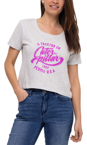 Remera Caterpillar Joyce Crop Tee Light Htr Grey-purpl Dama