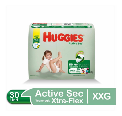 Pañal Para Bebe Huggies Active Sec Talla Xxg 30und Original