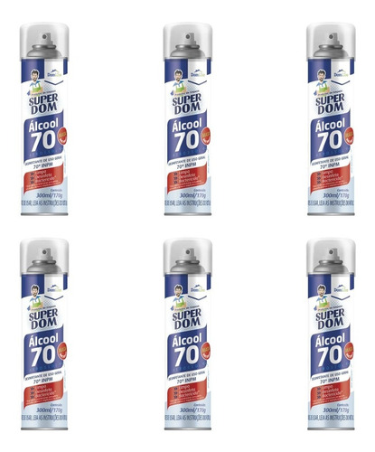 Imagem 1 de 1 de Domline Super Dom Alcool Aero 70% 300ml (kit C/06)