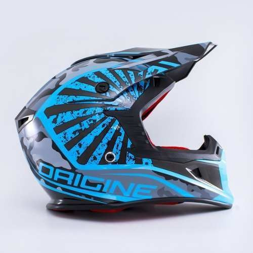 Imagen 2 de 5 de Casco Cross Origine V325 Loop Azul Fluor Cierre Doble Anilla