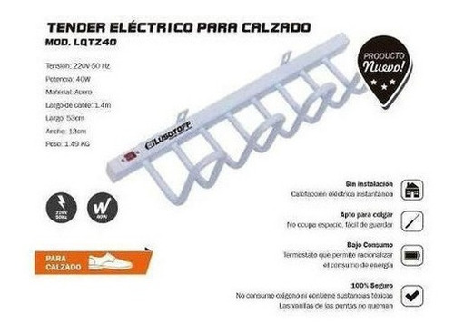 Imagen 2 de 6 de Tender Eléctrico Para Calzados 40 W Lusqtoff Lqtz40