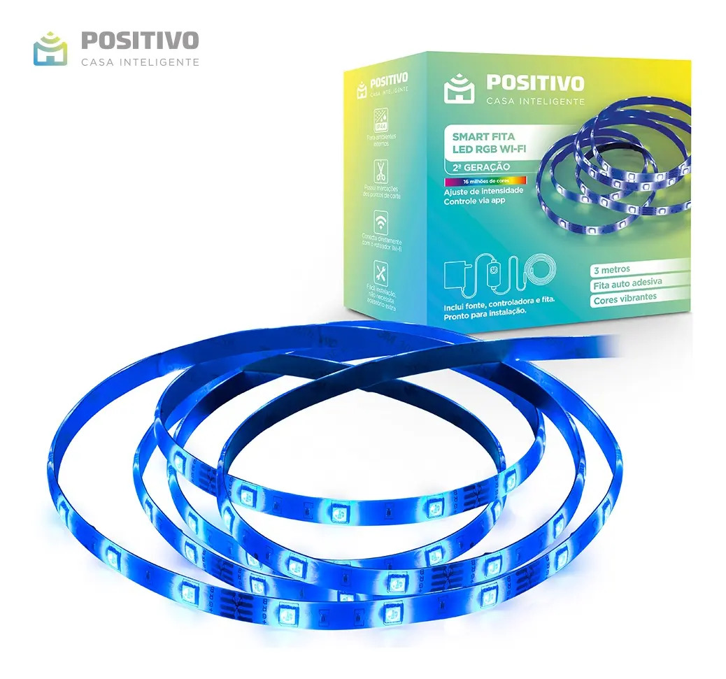 Smart Fita Led Rgb Wi-fi 2gen 14w Positivo Casa Inteligente 12v