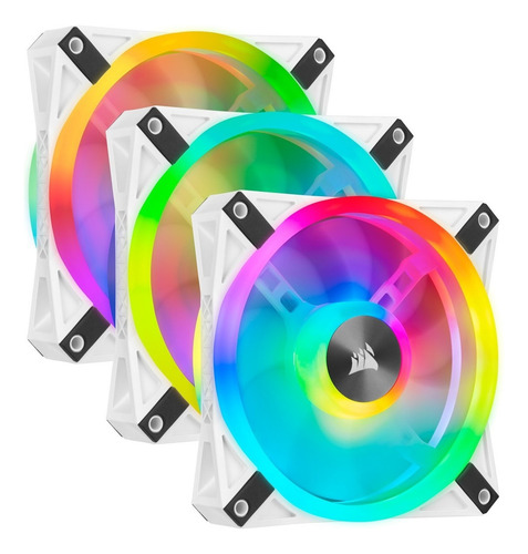 Ventilador PWM Icue Ql120 Rgb 120 mm em branco, kit Tr