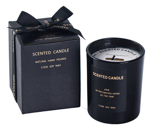 A Vela De Sándalo En Vaso Negro De Cera De Soya Aromaterapia
