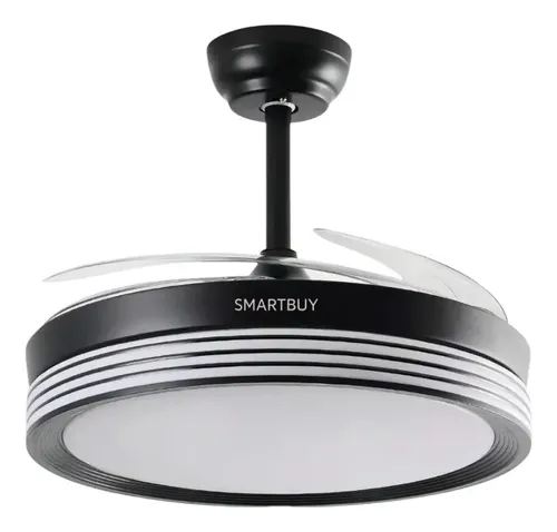 Ventilador De Techo Retráctil Smartbuy 100w Luz Control C 1.2 M 50 Hz Negro Transparentes Plástico 4