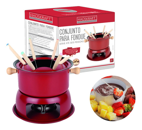 Imagem 1 de 4 de Conjunto Fondue 11 Peças Carne Chocolate Jantar Romântico
