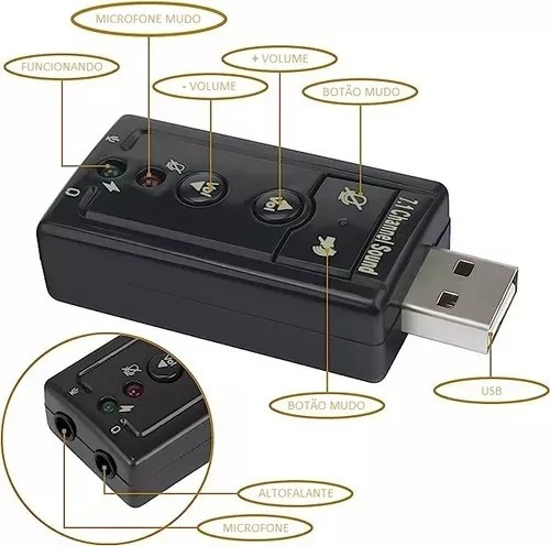 Adaptador Som Usb 2.0 Exbom Usom Externo Preto