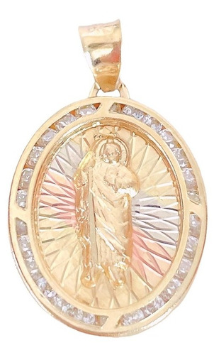 Medalla San Judas Tadeo Con Zc Oval 2.1 Cm Oro 10k Florentin