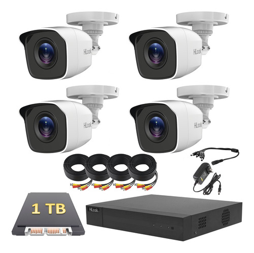 Kit Video Vigilancia Hilook 4 Camaras 1080p 2mp 1 Tb 30 Mts