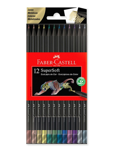  Lápices De Colores Faber Castell  Supersoft Metálico X 12