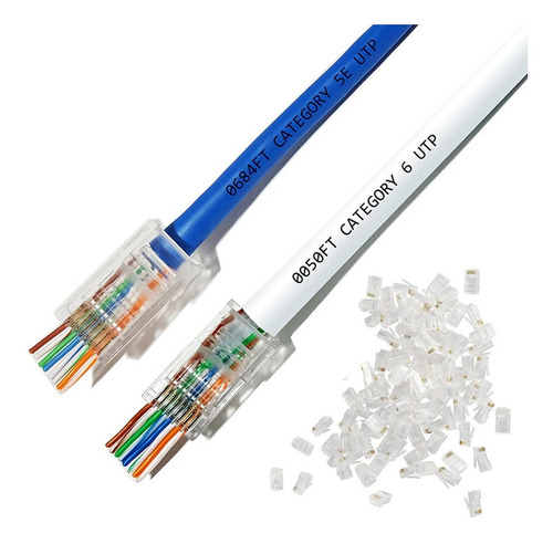 Pack 50 Plug Ez Rj45 Categoria 6 Con 50 Bota Transparente