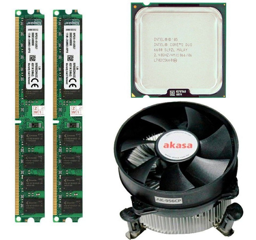 Kit Core 2 Duo E6600 + 4gb Memoria Ddr2 2x2 800 Cooler Akasa