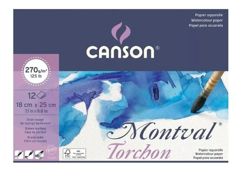 Block Canson Montval Torchon 270gr 12h 18x25cm 