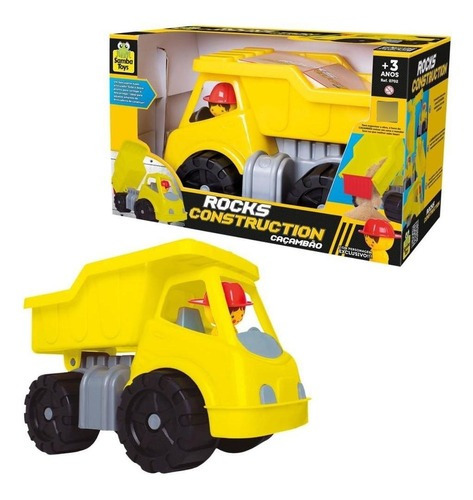 Rocks Construction Basculante Caminhão Brinquedo Samba Toys Cor Amarelo