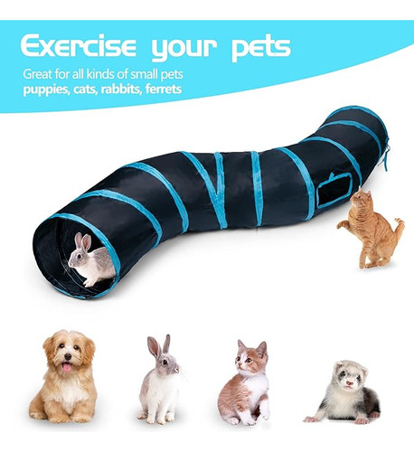 Sunshinemall Túnel Plegable Para Juegos De Gatos Túneles Para Gatos En Forma De S Interactivo Para Gatos Con De Juego Para Gatos, Cachorros, Gatitos