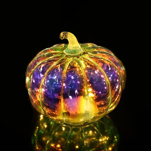 Lámpara De Calabaza De Cristal Con Temporizador, Adorno De