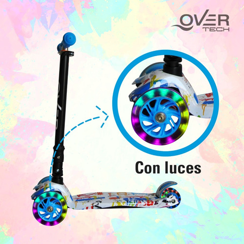 Imagen 5 de 10 de Monopatin Scooter Plegable Niños 4 Ruedas Led Soporta 80k 3c