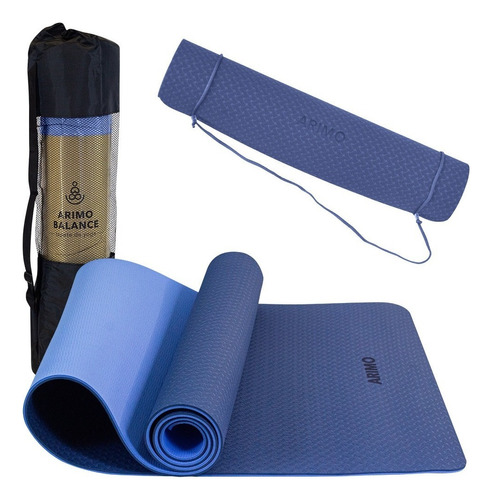 Tapete De Yoga Arimo Tpe 6 Mm 181 X 61 Cm Biodegradável Cor Azul