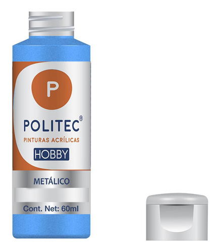 Pintura Acrílica Metálica Línea Hobby Politec Color Azul No 513