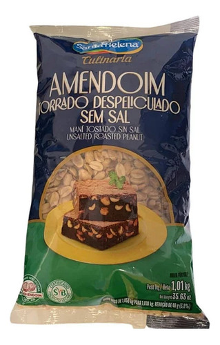 Amendoim Vegano Torrado Sem Pele Sem Sal S. Helena C/1 - 1kg