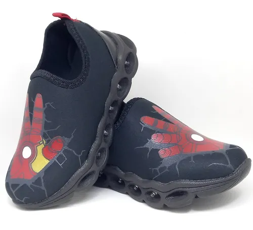 Tenis Infantil Menino Homem De Ferro Led Com Luz Que Pisca Frete