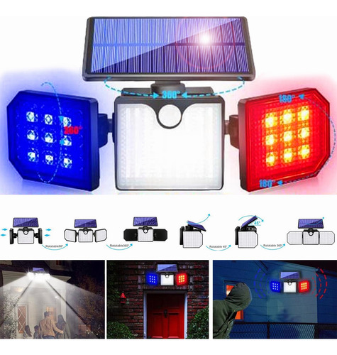 Lámparas Solar Led Pared Luz Sensor Estroboscópica Seguridad