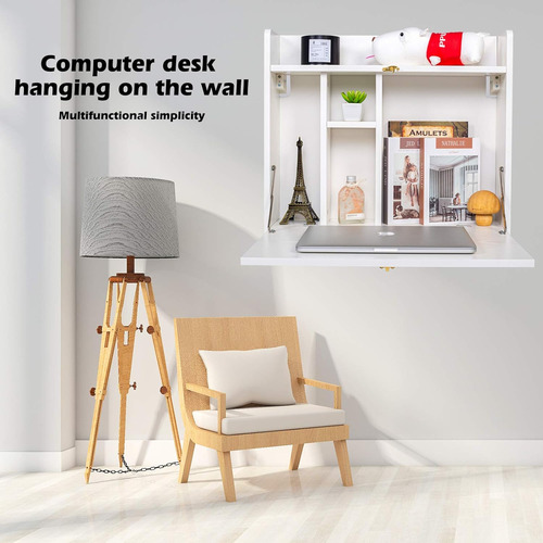 Mesa De Computadora Plegable Multifuncional Estantes De...