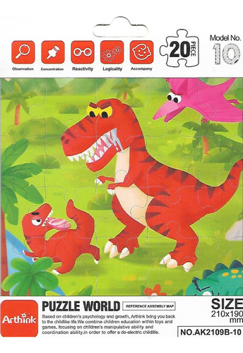 Set De 6 Rompecabezas De Dinosaurios, 20 Piezas C/u. Set 2