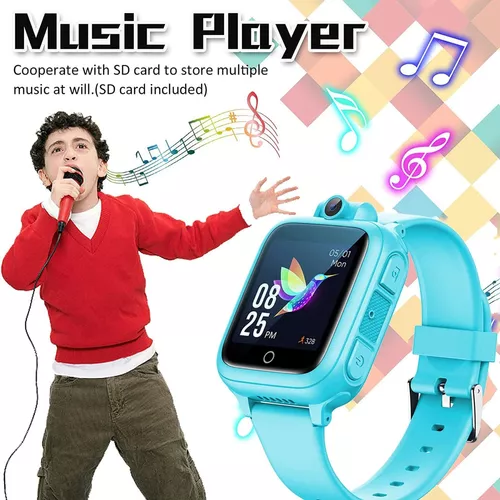 Reloj inteligente para niño y niña con 14 juegos de rompecabezas,  reproductor de video musical MP3, reloj despertador, cámara, grabadora de  voz