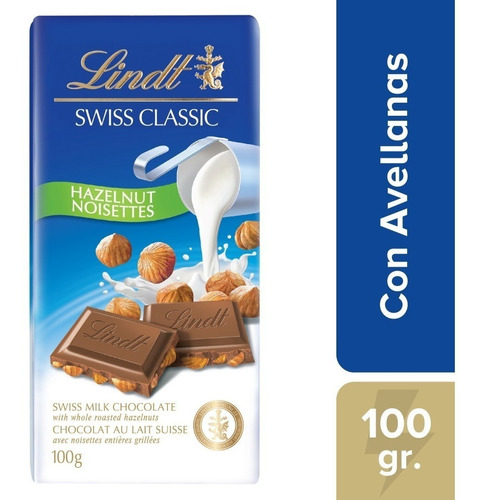 Lindt Swiss Classic Avellanas 100 Gr. Origen Suizo 