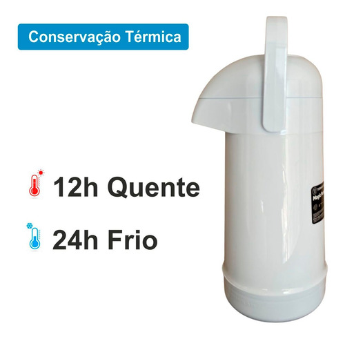 Imagem 3 de 7 de Garrafa Térmica De Pressão Magic Pump 500ml Branca Termolar