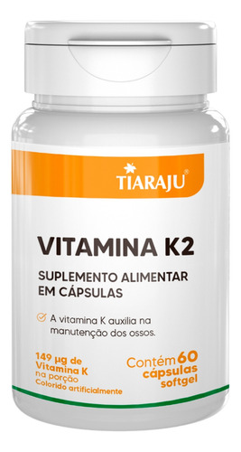 Vitamina K2 Tiaraju 60 Cápsulas Sabor Sem Sabor