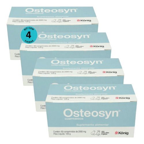 Osteosyn 2000mg 60 Comprimidos Cães E Gatos Raças Grandes