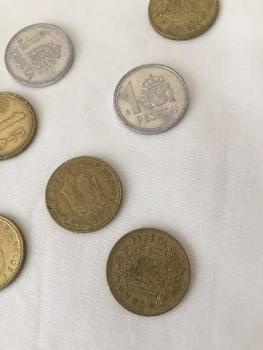 Lote De 7 Monedas De Una Peseta Española Años 1985 Y 1966 (Usado)