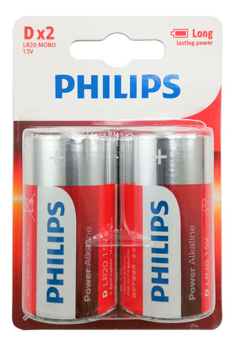 Pila Bateria Alcalina Philips D Pack 2u