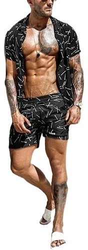 Conjunto De Hombre Con Estampado Premium De Ropa De Playa A