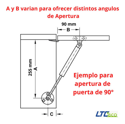 Imagen 3 de 7 de Piston A Gas 120n Puerta Elevable Mueble Cocina Alacena