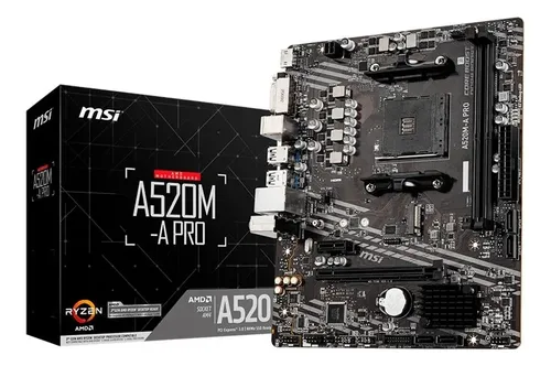 Placa Mãe MSI A520M-A PRO (AM4/2xDDR4/HDMI/DVI-D/M.2/USB 3.2)💰 R$ 354 PIX