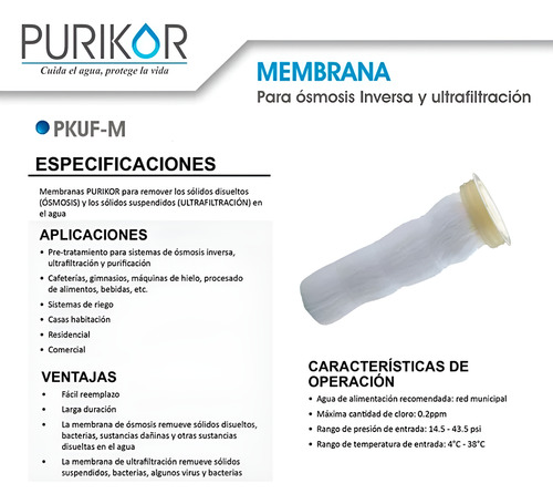 2 Pz Membrana Para Ultrafiltracion De Osmosis Inversa