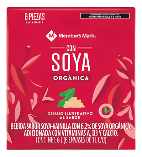 Alimento Líquido Soya Member's Mark Orgánico Vainilla 1lt