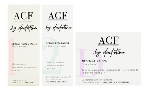 Acf Dadatina Kit Hidratación Serum Vol 1 Y 2 + Crema Facial 